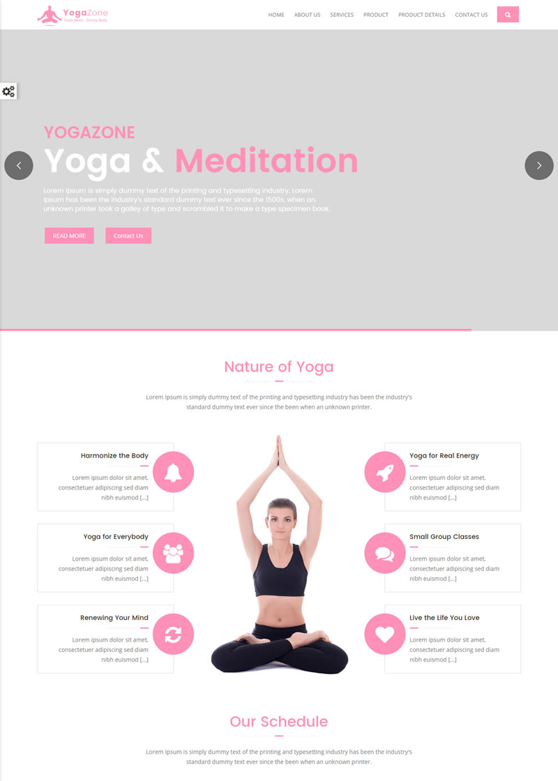 粉色响应式瑜伽网站模板下载