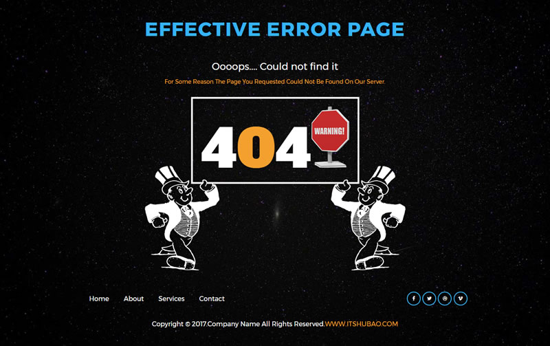 黑色风格404页面模板