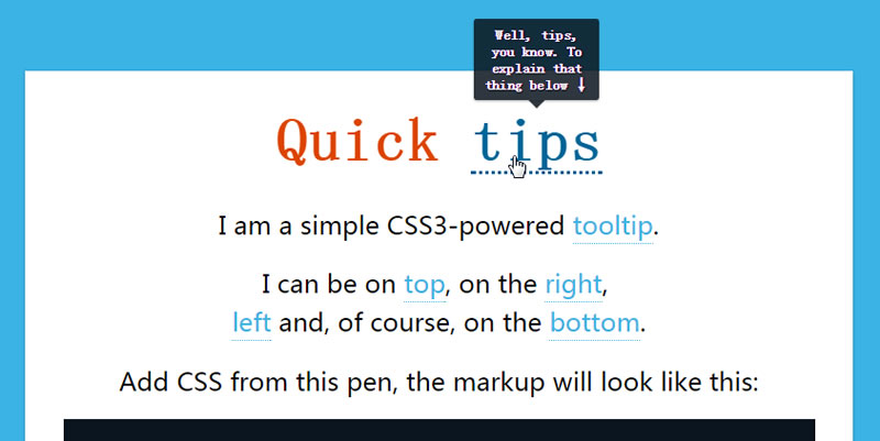 Quick CSS3 tooltips (No images, no js)css3实现的提示插件