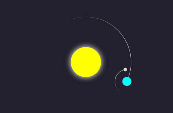 纯CSS3地球绕太阳自转特效